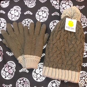 Grey Beanie & Gloves